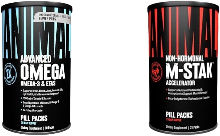 Animal Omega 3 &amp; 6 Suplemento 30 Day Pack M-Stak No Hormonal Hard Gainers Muscle Building Stack 21 Conde