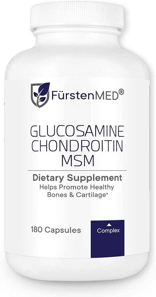 Glucosamina FürstenMED Chondroitin MSM Suplemento - Condroitina &amp; Glucosamina Suplementos nutricionales para huesos &amp; normal cartílago Salud - Apoyo normal salud conjunta con vitamina C - 180 cápsulas