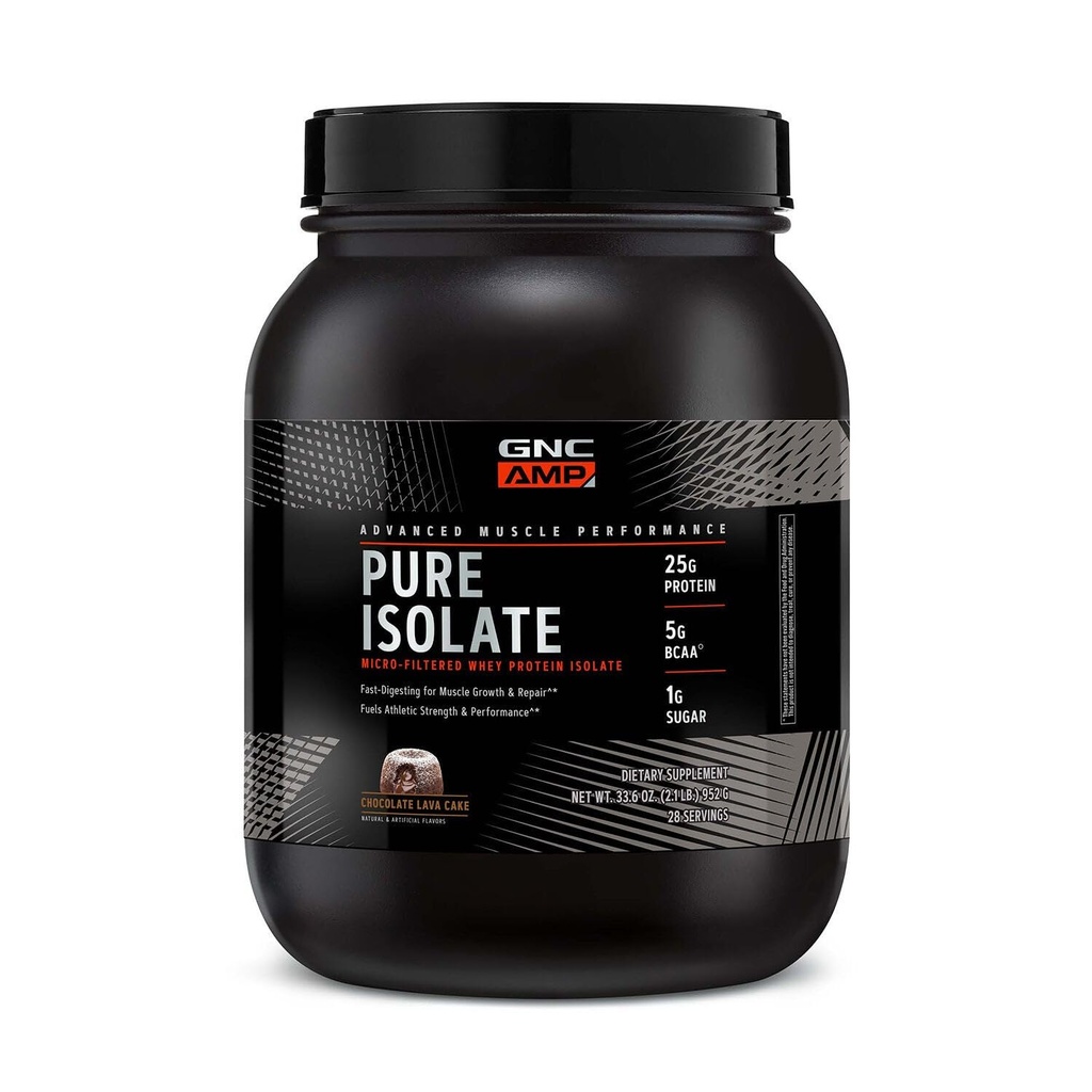 GNC AMP Proteína de aislamiento puro - Pastel de lava de chocolate (28 Servimientos)