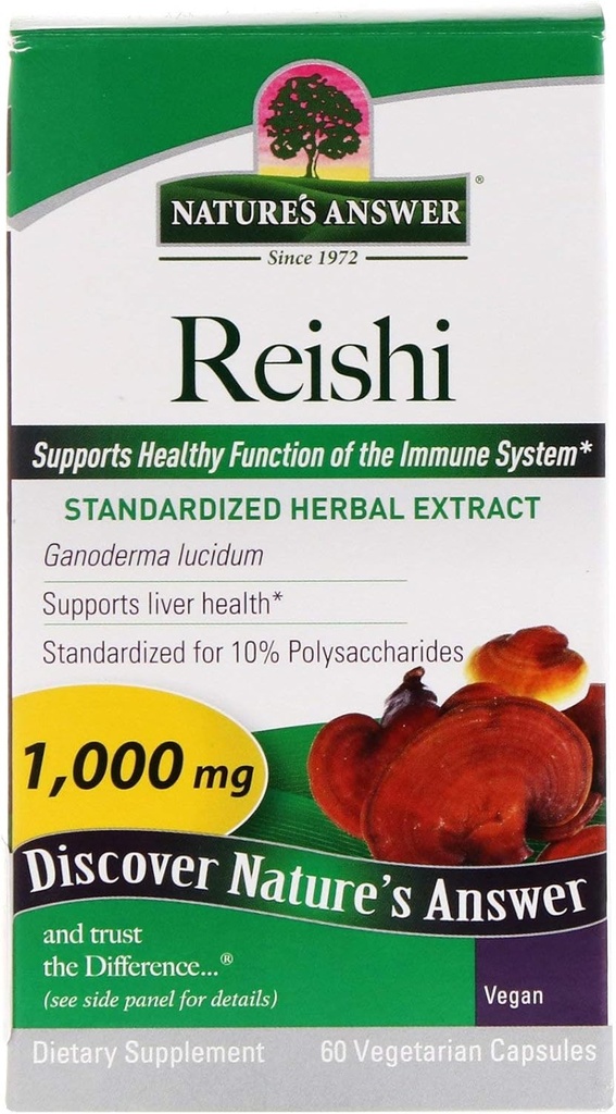 Respuesta de la naturaleza Reishi Mushroom Standardized Capsules, 60-Count ← Immune Support Promueve la Salud Cardiovascular