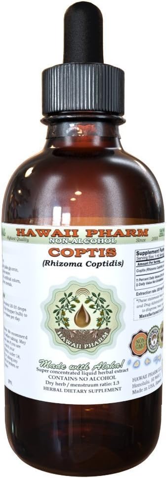 Coptis Extracto líquido libre de alcohol, Coptis (Rhizoma Coptidis) Ratón seco Glycerite Hawaii Pharm Natural Herbal Suplemento 2 oz