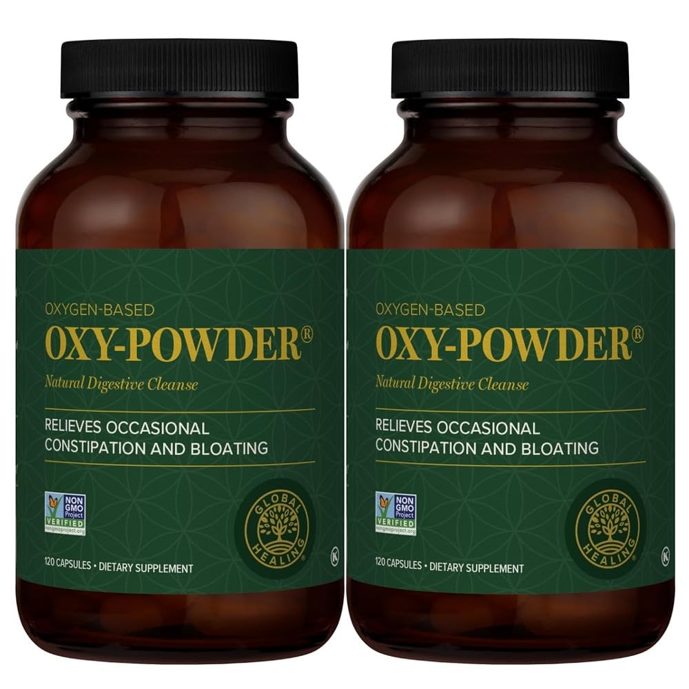 Global Healing Center Oxy-Powder Colon Cleanse Detox - Oxygen Based Safe and Natural Intestinal Cleanser, 120 Conde (Pack of 2)