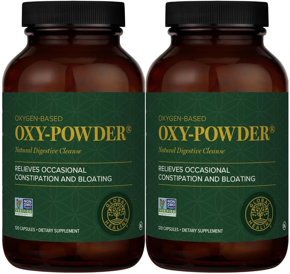 Global Healing Center Oxy-Powder Colon Cleanse Detox - Oxygen Based Safe and Natural Intestinal Cleanser, 120 Conde (Pack of 2)