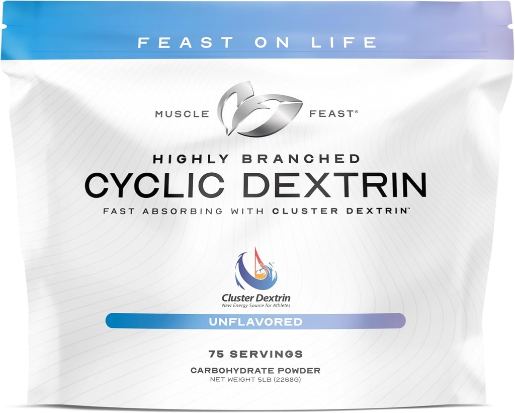 Muscle Feast Highly Branched Cyclic Dextrin Premium Pre-Workout o suplemento post-Workout, Desflavorado, 5lbs