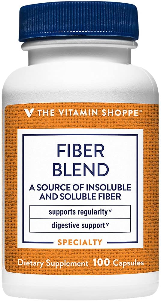 La vitamina Shoppe Fiber Blend, una fuente natural de fibra insoluble y soluble, apoya la salud digestiva y la regularidad (100 cápsulas)