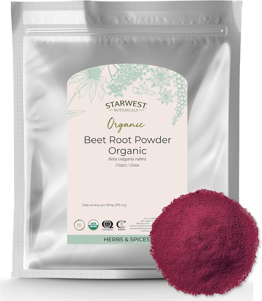 Starwest Botanicals Organic Beet Root Powder for Men &amp; Women - Use for Juice, Smoothies, " Tea, Natural Energy Support, Ground Beet Root, Certified Kosher, Non-GMO - Bulk 2 lb Bag