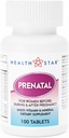 GeriCare Multivitamina prenatal por HealthStar para la madre sana y el bebé - Folate + Vitamina C + Vitamina D + Hierro + Calcio + B12-100 Cuadros