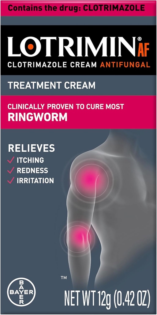 Lotrimin AF Ringworm Cream Clotrimazole 1% - Tratamiento eficaz de la crema antifungal de la mayoría de la rosca, para adultos y niños durante 2 años, .42 onza (12 gramos)