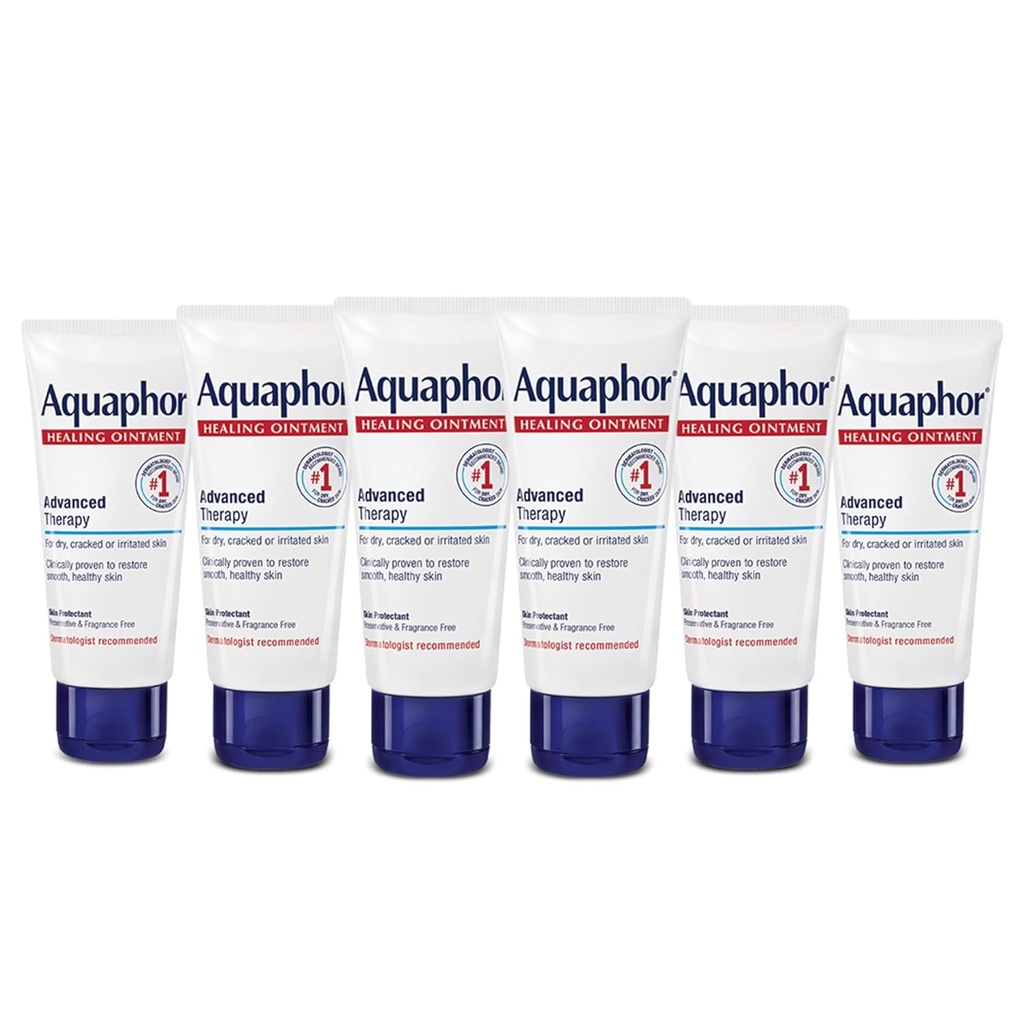 Ungüento de curación de Aquaphor, ungüento de curación de terapia avanzada para piel seca, protector de piel para piel seca - 1,75 oz. Tubo (Pack of 6)