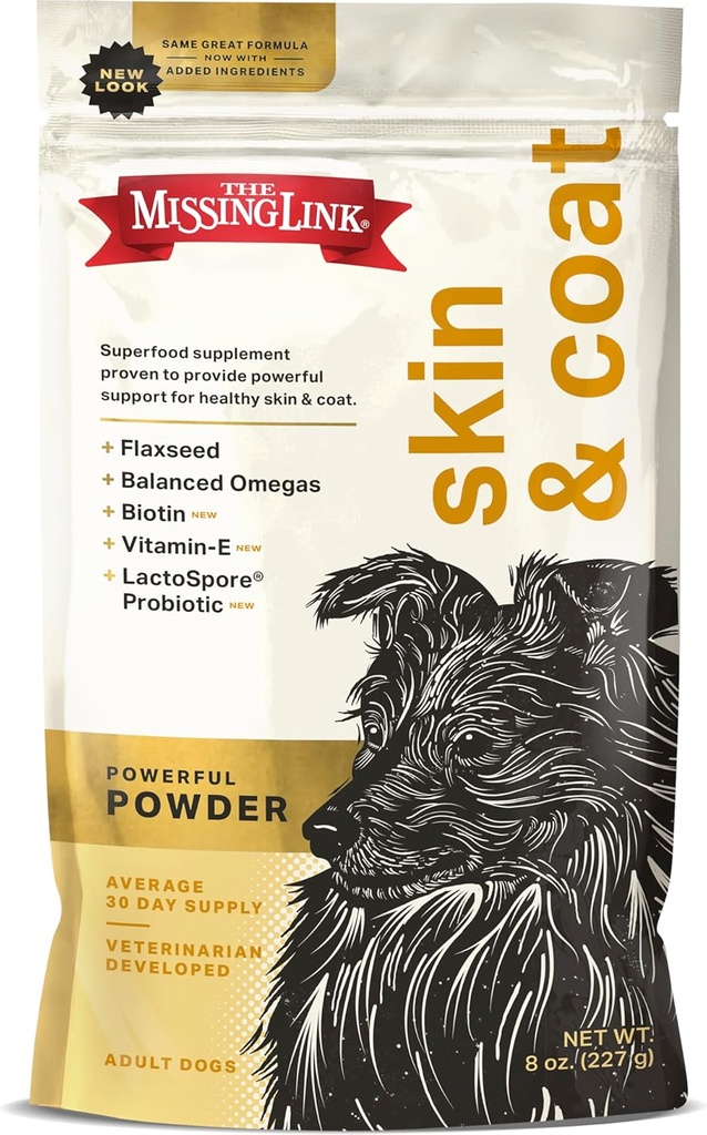 El Enlace Desaparecido - Original All Natural Superfood Dog Suplemento- Omega Equilibrado 3 &amp; 6 para apoyar la piel saludable " Coat Fórmula – 8oz