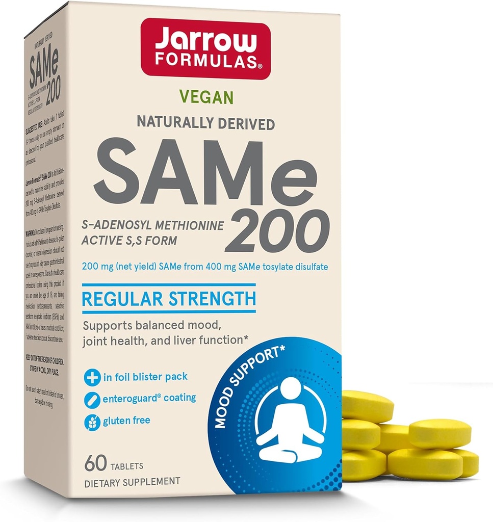 Jarrow Formulas® Los mismos 200 mg, soporta la salud conjunta, la función del hígado, el metabolismo cerebral, 60 tabletas, hasta un suministro de 60 días