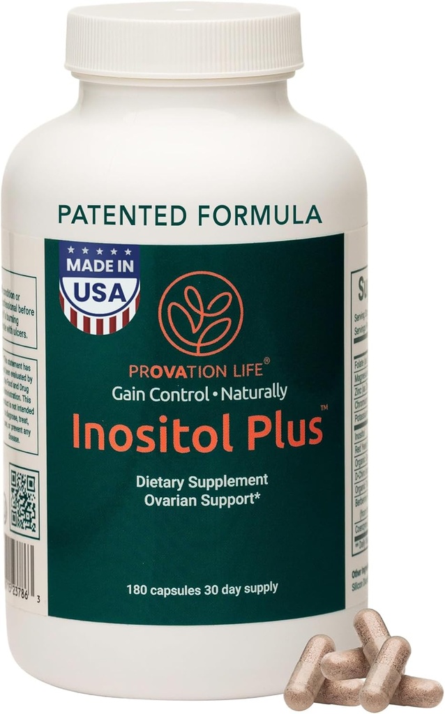 Inositol Plus Suplemento para Mujeres TENIDO Salud Ovárica, Equilibrio hormonal, Fertilidad, Ovulación TEN 40:1 Myo-Inositol D-Chiro &amp; 12 Ingredientes TEN Desarrollado por Médico TEN 120 Capsules