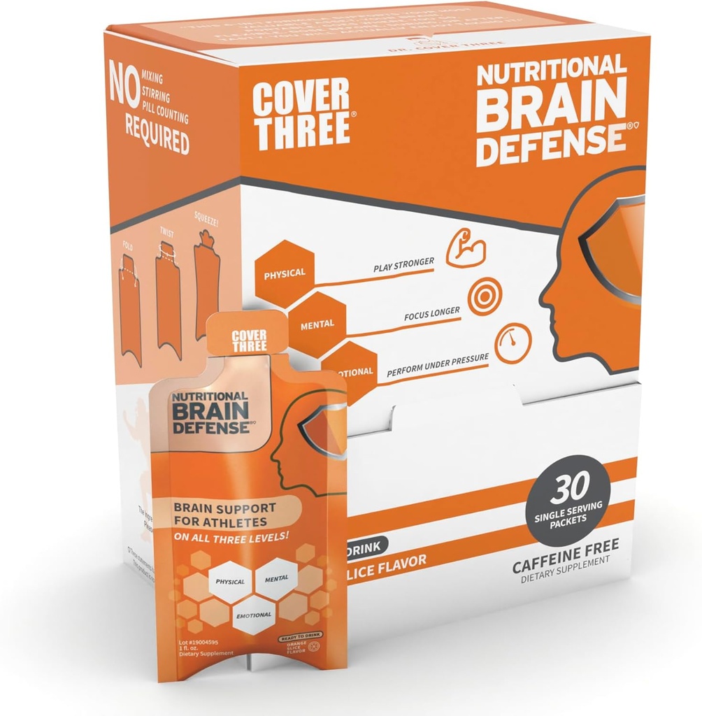Cubierta Tres Defensa Cerebro Omega 3 Fish Oil, Suplemento Nutricional Cerebro con Curcumin, Uridine, Orange Slice Liquid Omega 3 DHA EPA Fórmula, Suplemento Nootrópico para Atletas