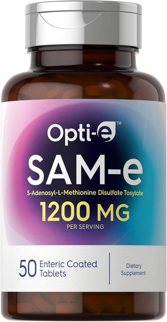 Carlyle SAM-e Suplemento 1200mg ← 50 Tabletas Vegetarianas ← S-Adenosyl-Methionine Disulfate Tosylate ← Non-GMO & Gluten Free TEN by Opti-e