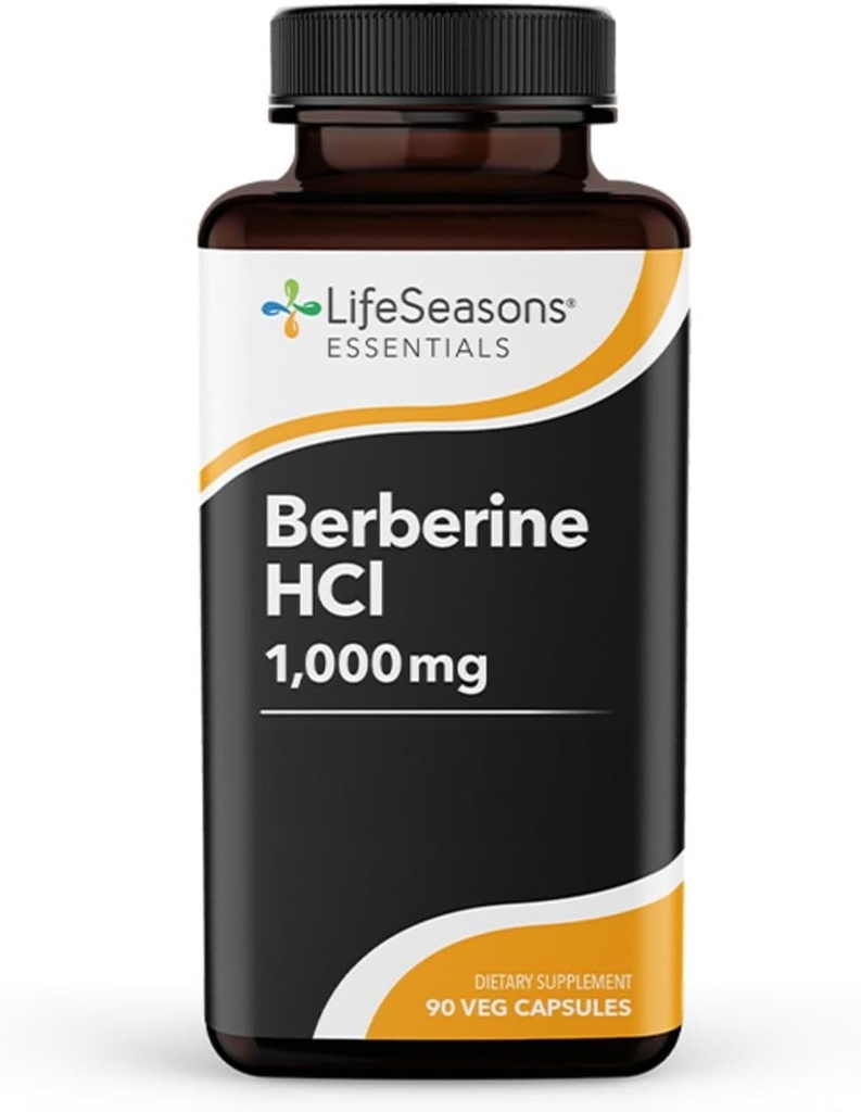 LifeSeasons Berberine - Apoyo a la Digestión, Corazón &amp; Salud Inmunitaria - Balanzas Niveles de azúcar y pipí en sangre - 1000 mg por Serving - 90 cápsulas