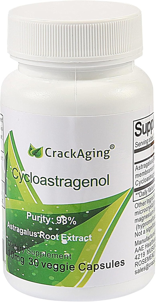 Crackaging Super-Absorption Cycloastragenol 98% Anti-Aging " Telomerase Activation " DNA Health Immunity Boost(10 mg x 30 cápsulas)