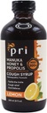 P.R.I Natural Dry Cough Syrup with Manuka Honey, Propolis, Tea Tree Oil and Vitamin C - Sore Throat & Immune Support, Lemon Flavor, 8oz