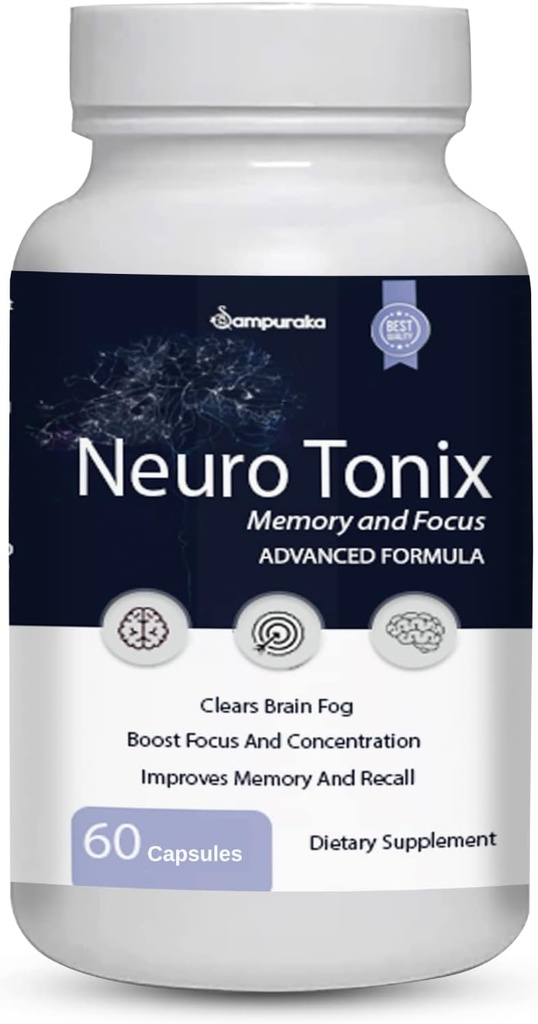 Neuro Tonix Advanced Formula for Memory and Focus Supplement - 1 Pack NeuroTonix 60 Capsules (Pills)