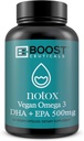 BoostCeuticals Vegan Omega 3 Suplemento 500mg Dha Epa Vegan Softgels - No Stearates Non GMO Gluten Free ← 60 Ct Heart and Brain Health