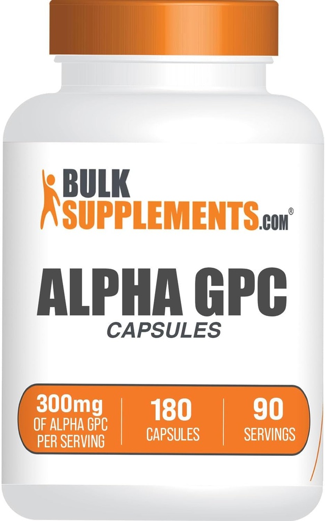 BulkSupplements.com Alpha GPC Capsules - Suplementos de acetilcolina, Alpha GPC 300mg - Suplementos de línea, Gluten Free, 2 cápsulas por ser, 180 cápsulas (Pack of 1)