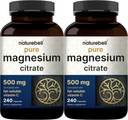 NatureBell 2 Pack Magnesium Citrate 500mg, 480 Capsules | 2-in-1 with Fat Soluble Vitamin C | Pure Elemental Form | Filler Free, Non-GMO, No Gluten