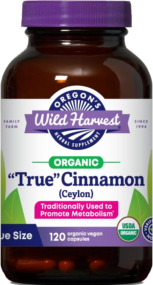 La cosecha ecológica de Oregon True Cinnamon Ceylon 120 Conde Vegan Capsules