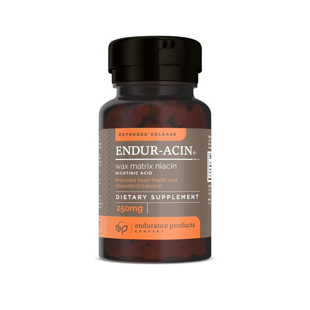 ENDUR-ACIN Niacina, Salud del Corazón &amp; Colesterol Healthy Balance Suplemento, Extended Release for Optimal Absorption, Gluten Free, 250mg (100 Tablets)