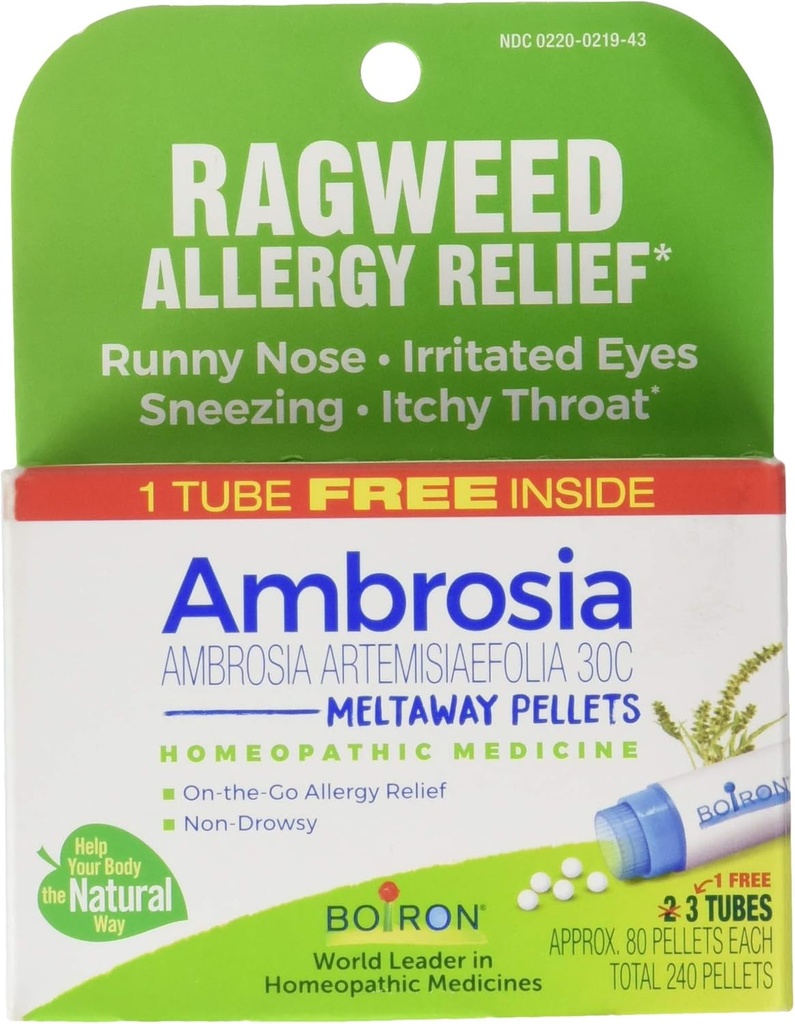 Boiron Ambrosia Ragweed Alergy Relief 30C Bonus Pack, 80 Cuenta (Pack of 1)
