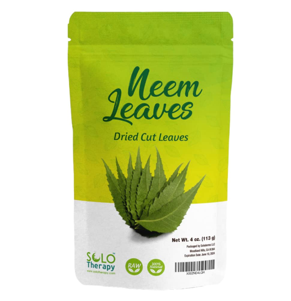 Neem Dried Cut Leaves , 4 oz., Margosa Leaves , Azadirachta Indica , Resealable Bag , Producto de la India , Envasado en los Estados Unidos (4 oz.)