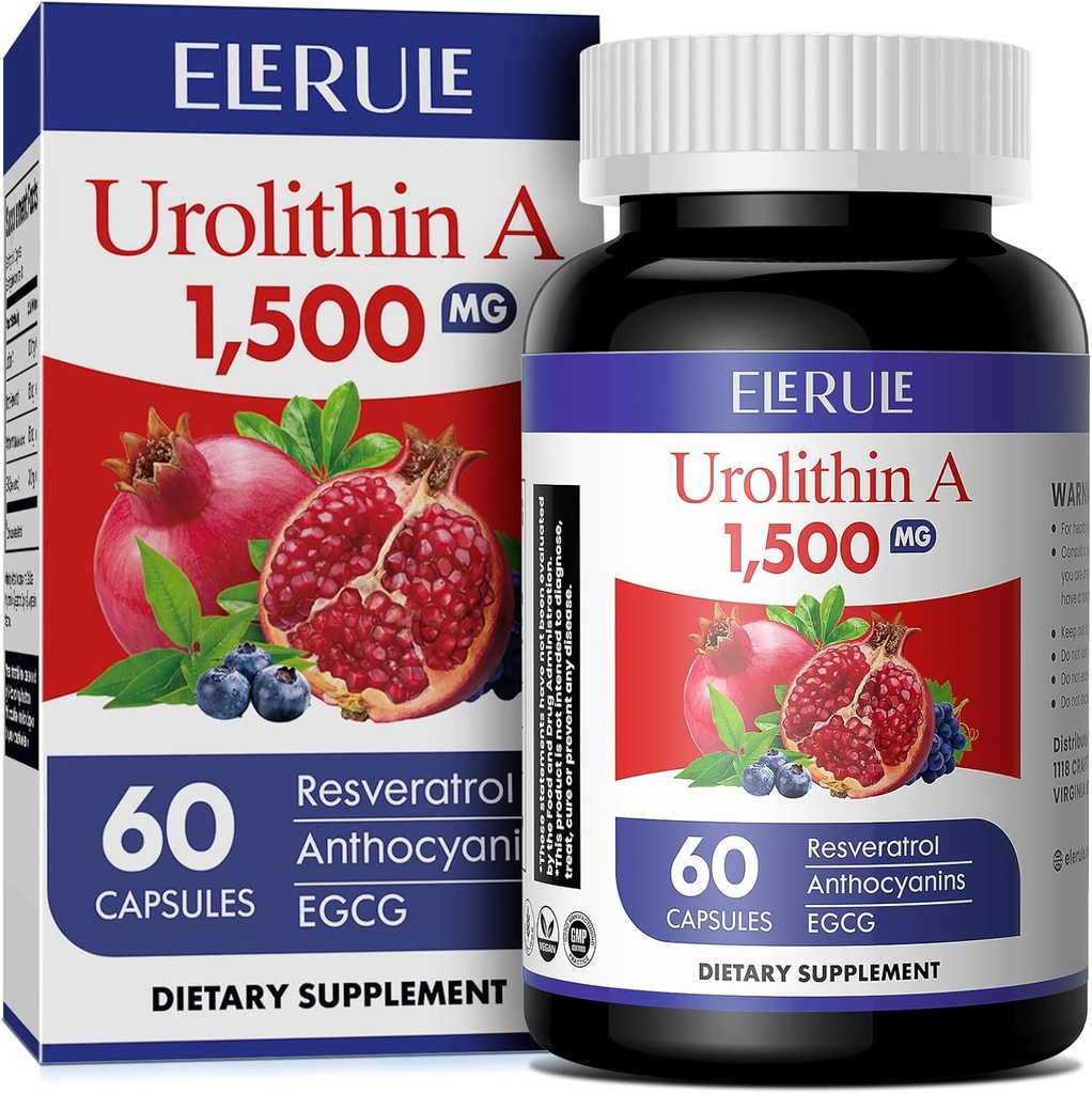 Urolithin A Supplement 1000 mg Plus Trans-Resveratrol, Anthocyanins, Green Tea,Promoting Healthy Aging,Supports Cellular and Energy for Men &amp; Women, 60 Capsules-71