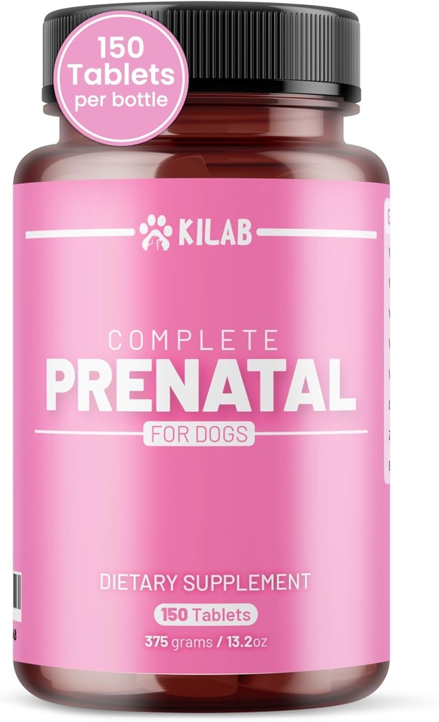 Kilab completa vitaminas prenatales para perros –150 tabletas con hierro, Choline, Zinc, DHA &amp; Probióticos - Asistencia Desarrollo saludable &amp; Bienestar para embarazadas, Enfermería, " Mujeres de crianza