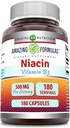 Amazing Formulas Niacin Suplemento TEN 500 Mg Por Serving TEN 180 Capsules ← No-GMO ANTE Gluten-Free TEN Made in USA