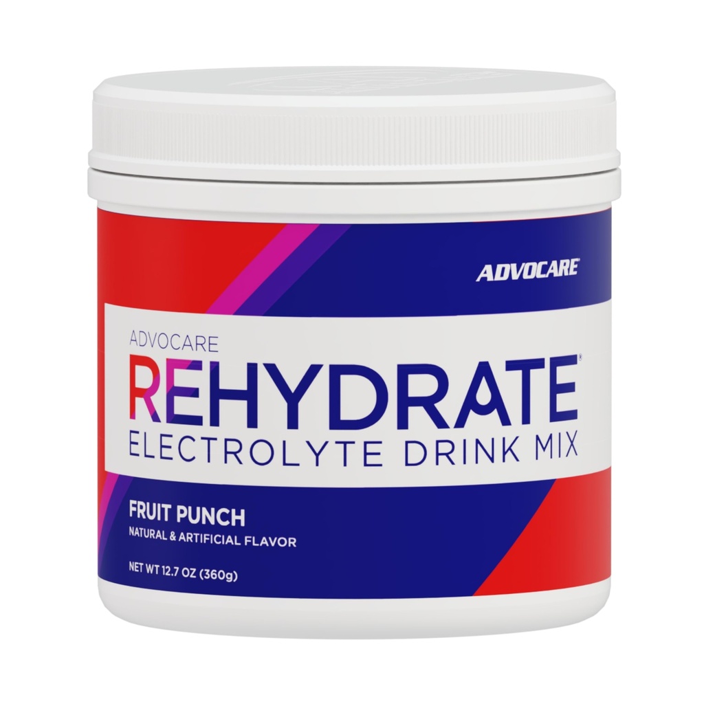 AdvoCare Rehydrate - Electrolyte Drink Mix - Includes Magnesium, Sodium, Potassium & Calcium - Antioxidant & Amino Acid Fortified - Supports Hydration & Recovery - Fruit Punch, 12.7 oz