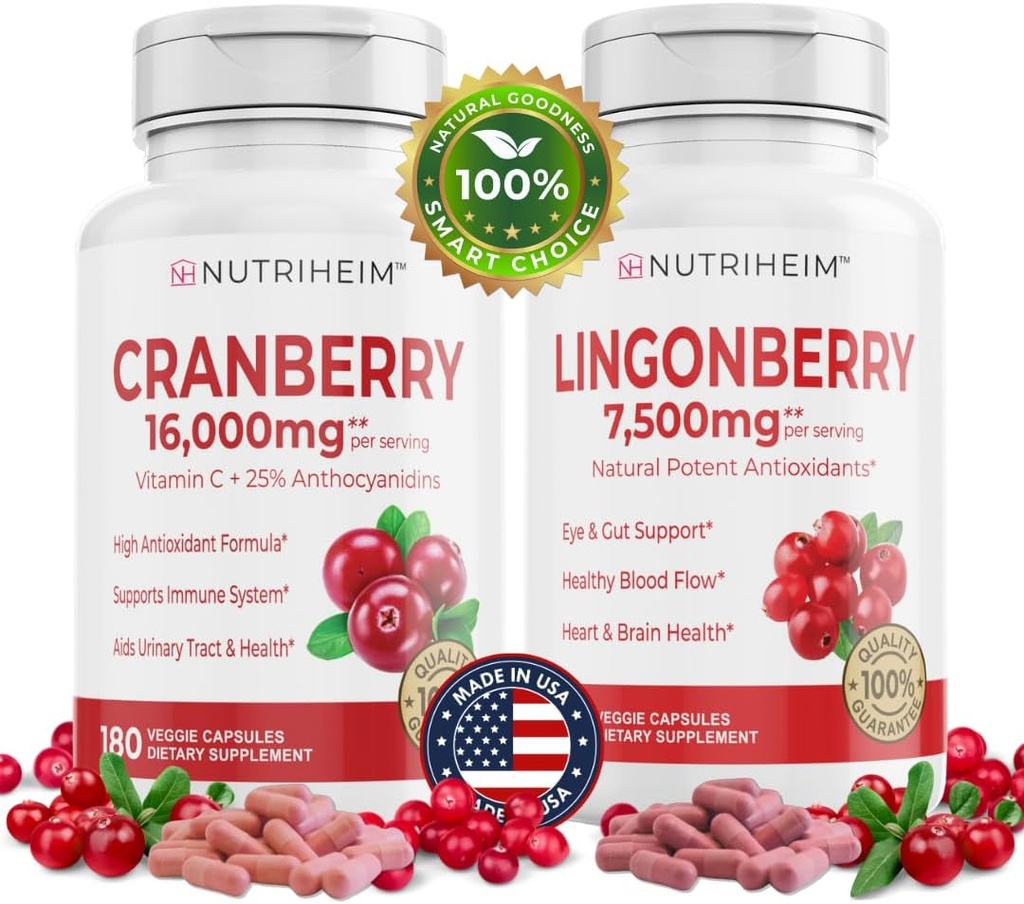 Todo en un envase de PAC - Cerradura &amp; Lingonberry Capsules - Vitamina C y 25% Proanthocyanidins para la tract orina, Gut Health, Antioxidant Support - Non-GMO, Gluten-Free, Vegan Supplement