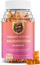 Nutrición de Nyum Organic MYCO-X Mushroom Gummies, 10-in-1 Fórmula, Pineapple Twist, 60 Conde, Orange/Pink