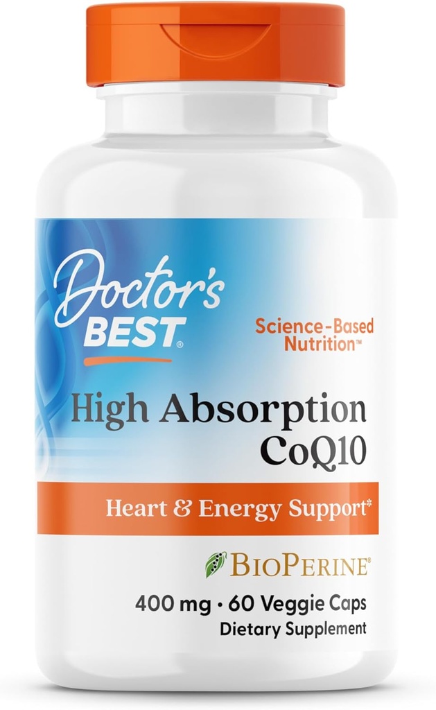 La mejor absorción alta del médico CoQ10, Heart & Energy Support, USP Verified, Naturally Fermented CoQ10, Non-GMO, Gluten Free, Soy Free, Vegan 60 Veggie Caps
