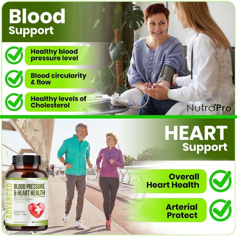 Suplemento de Apoyo a la Presión de Sangre de la Salud del Corazón - Apoyo a la Presión de Sangre " Circularidad Saludable Naturalmente con Hawthorn Berry " Hibiscus. Vitaminas Pills for Healthy Hypertension (BP) & Corazón saludable.