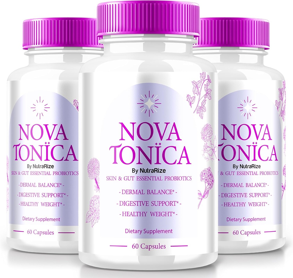 (3 Pack) NovaTonica Capsules, Nova Tonica to Support Naturally Healthy and Glowing Skin, Extra Strong Supplement to Support Hydration, Skin-Enhancing Vitamin Pills, Nova Tonic Reviews (180 Capsules)