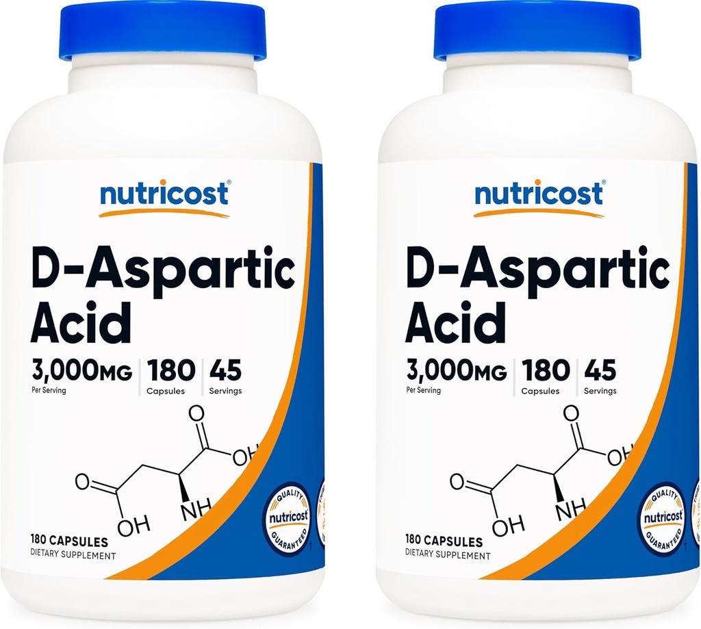 Nutricost D-Aspartic Acid Capsules (180 caps) (2 Botellas)