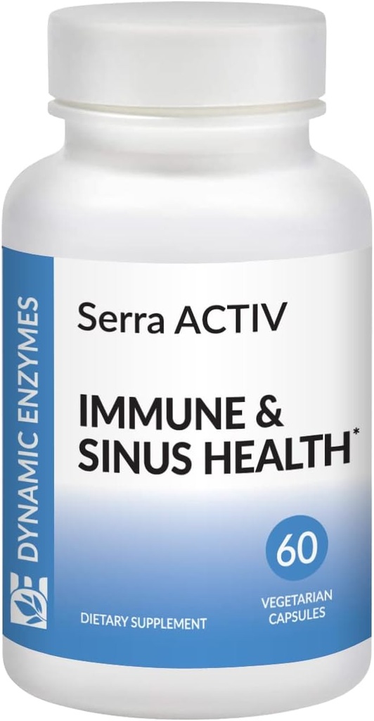 Serra ACTIV - 60 cápsulas veganas - Apoyo Sinus y Salud Cardiovascular - Serrapeptase resistente al ácido - 120,000 SPU - Soporte Inmunitario - Enzimas sistémicos