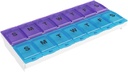 EZY DOSE Pill Organizador semanal AM/PM (7 días), Planificador de Medicina, Caso de Vitamina/Box, 2X-Large Locking Compartments to Secure Prescription and Prevent Accidental Spilling, Blue and Purple, BPA Free