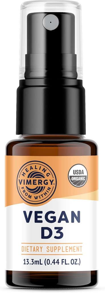 Vimergy Vegan D3 – Ventajas Función Inmunitaria* – USDA Certified Organic, Vegan, Gluten-Free – 1000IU/Servings, 96 Servimientos