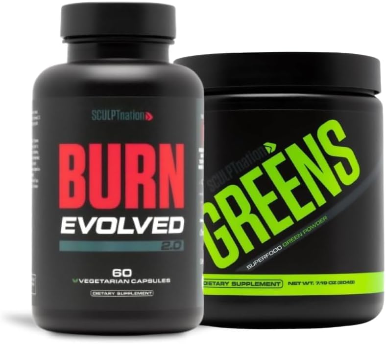 Sculpt Nation by V Shred Burn 2.0 y Premium Greens Unflavored Bundle