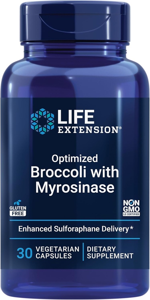 Ampliación de vida Broccoli optimizado con Myrosinase, Liver and Detox Suplemento, Advanced bioavailable, Once-Daily, Non-GMO, Vegetarian, Gluten-Free, 30 cápsulas