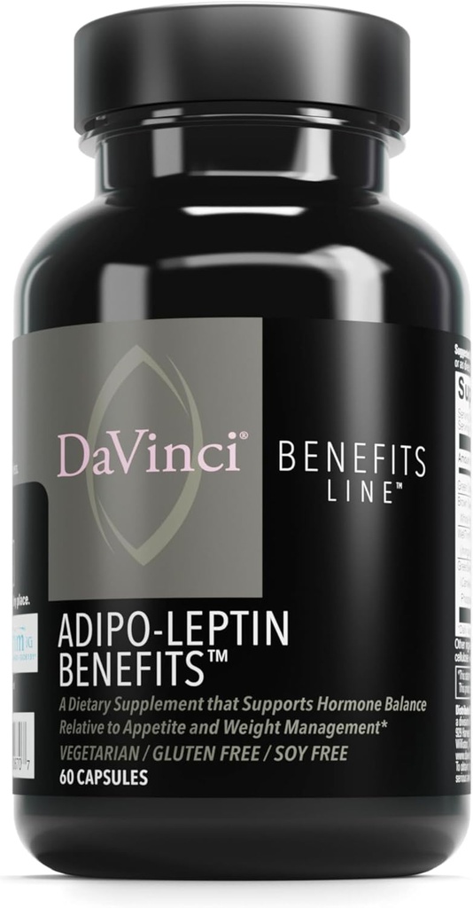 DAVINCI Labs Adipo-Leptin Beneficios Dietarios Suplemento - Equilibrio hormonal Apoyo &amp; Metabolismo Apoyo con el Extracto de té verde, Extracto de grano verde &amp; Más* - 60 cápsulas vegetarianas (30 servidos)