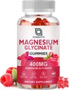 Magnesio Glycinate Gummies 400 mg con 100 mg Magnesio compuesto - Suplemento de Potasio de Magnesio Chelatado con Vitamina D, B6 Apoyos Calma, Dormir, Memoria &amp; Calambres musculares,Sugar Gratis - 60 Gummies