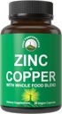 Zinc con Cobre + Pan comido completo de 25 verduras y frutas para Max Absorción. Suplemento de apoyo inmune cápsulas. Dos Minerales Esenciales para la Inmunidad. Píldoras de vitamina Zinc para hombres y mujeres.