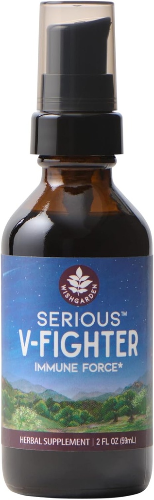 WishGarden Herbs Serious V-Fighter - Plant-Based Herbal Rapid Immune Support &amp; Respiratory Health with OSHA & Goldenseal, Soothes Aches & Irritated Lungs, Supports Optimum Body Temperature, 2oz