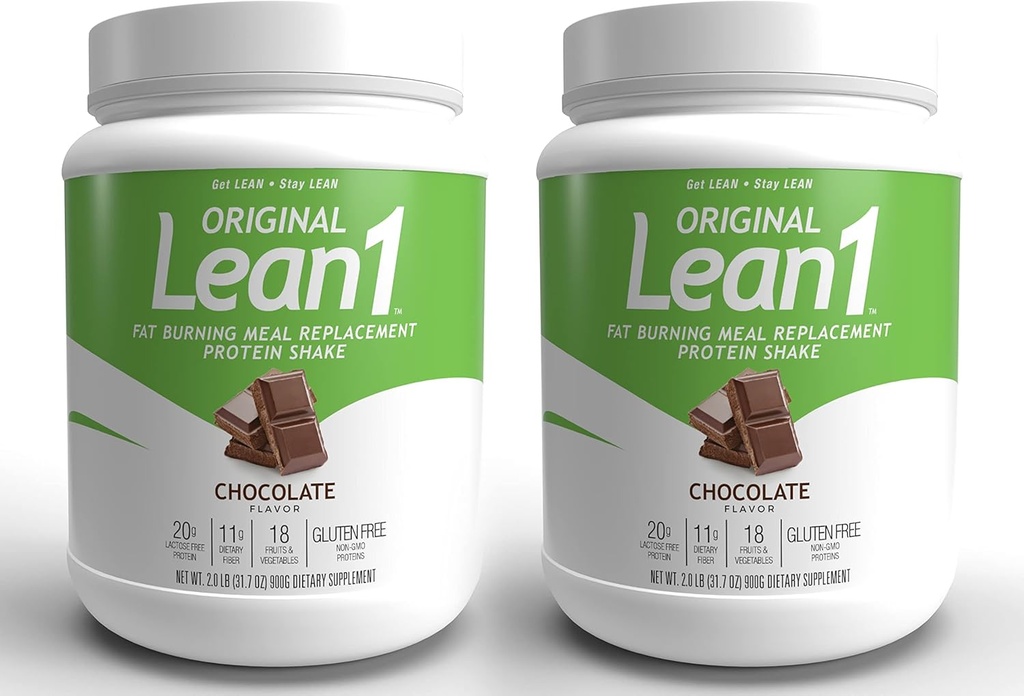 Lean1 Meal Reemplazo Protein Shake, Chocolate Flavor, 2-PACK de 15 Tubos de servicio