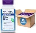 Natrol Mood & Stress DHEA 25mg con Calcio, Suplemento dietético para Equilibrio de Ciertos Niveles de Hormonas y Soporte de Mood, 180 Tabletas, 180 Day Supply (Pack of 12)